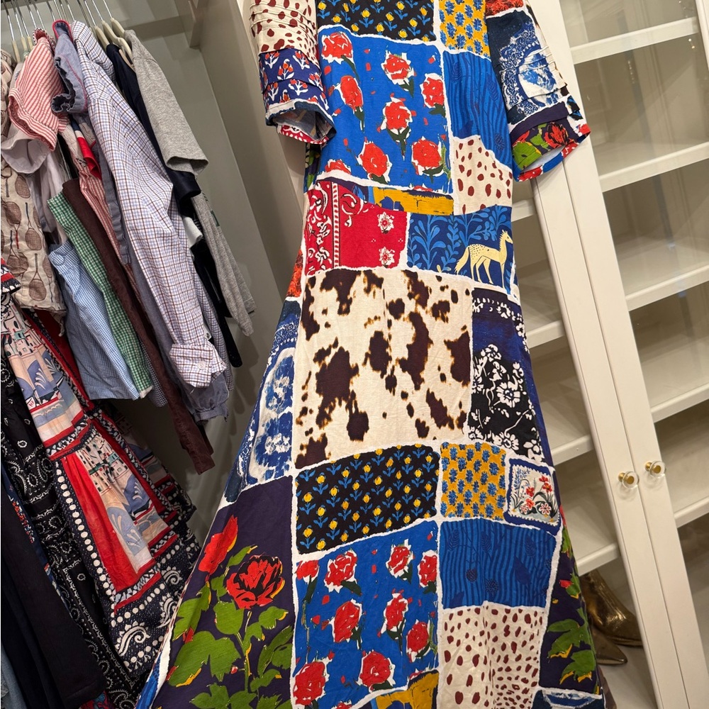 NWT HUNTER BELL Blue Multicolor Patchwork Maxi Dr… - image 4